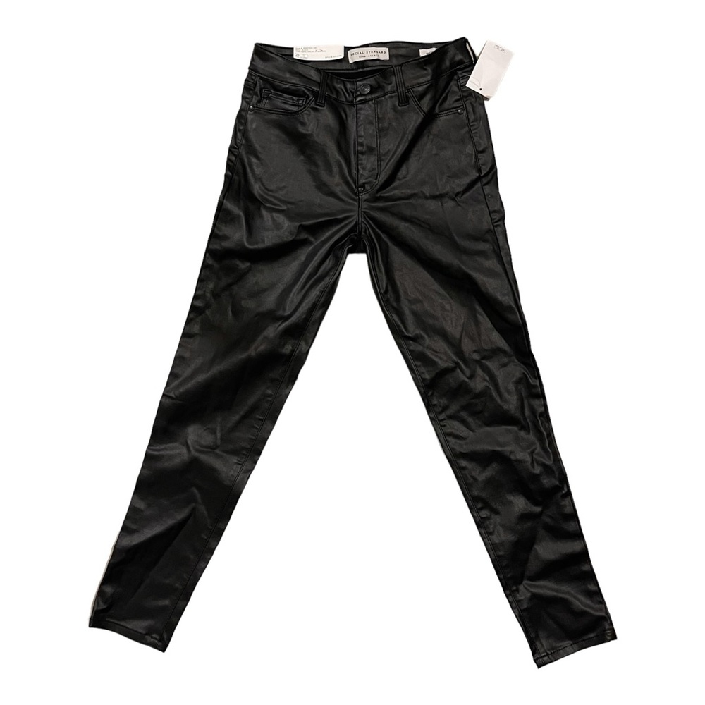 NWT Social Standard by Sanctuary Slick Black Coated Jeans Ankle Length Size 4 - Picture 11 of 12